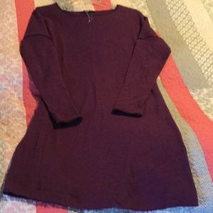 TArt purple weave drop shoulder dress